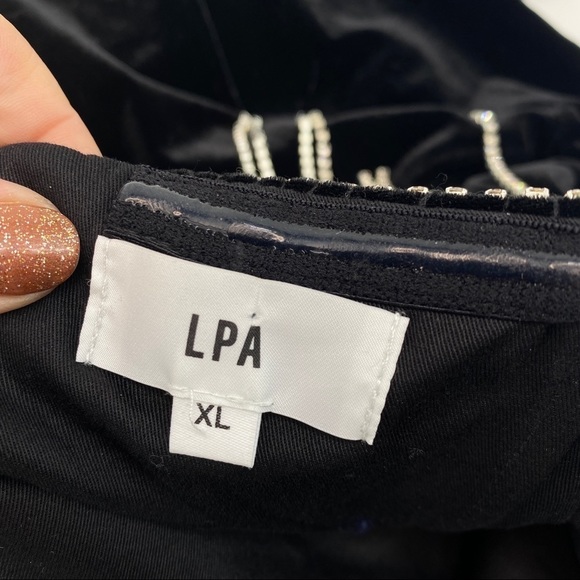 SOLD LPA Audra Dress Velvet Diamond Fringe womens XL black silver gemstone - Picture 11 of 16